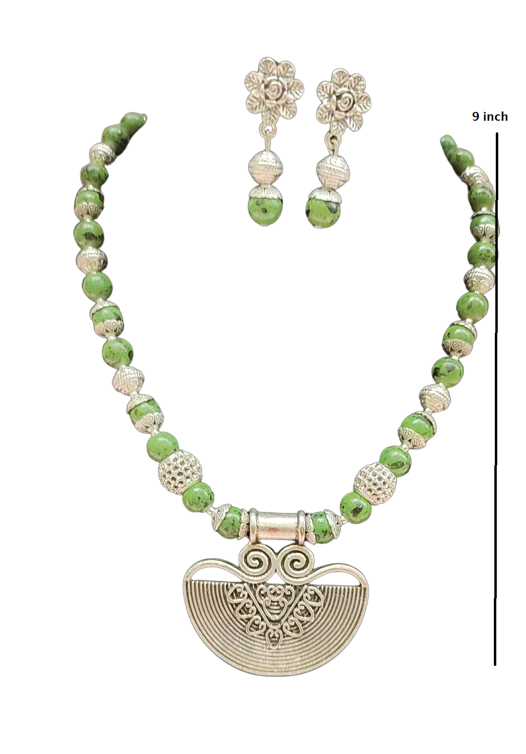 Siara Green Oxidised Necklace Set
