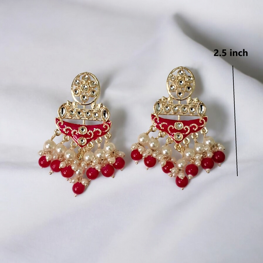 Aarushi meenakari pink earrings