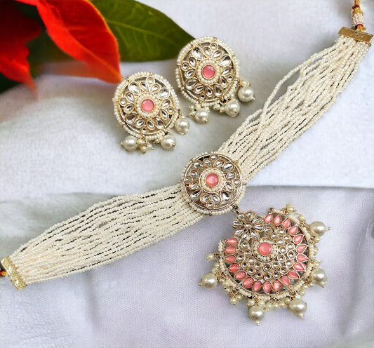 Anaira pink stone Choker