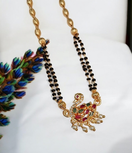 Bird of paradise gold plated mangalsutra