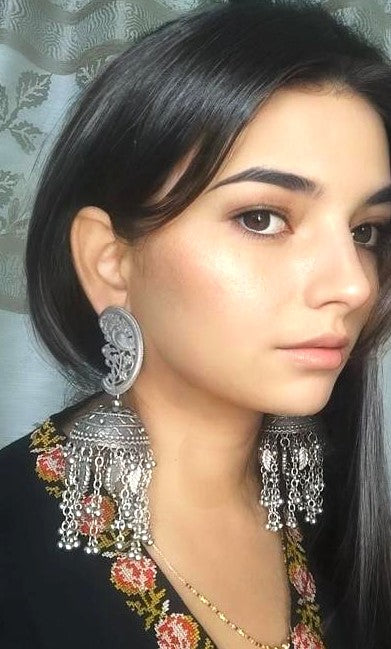 Aaradhya Black Polish Oxidised Jhumka