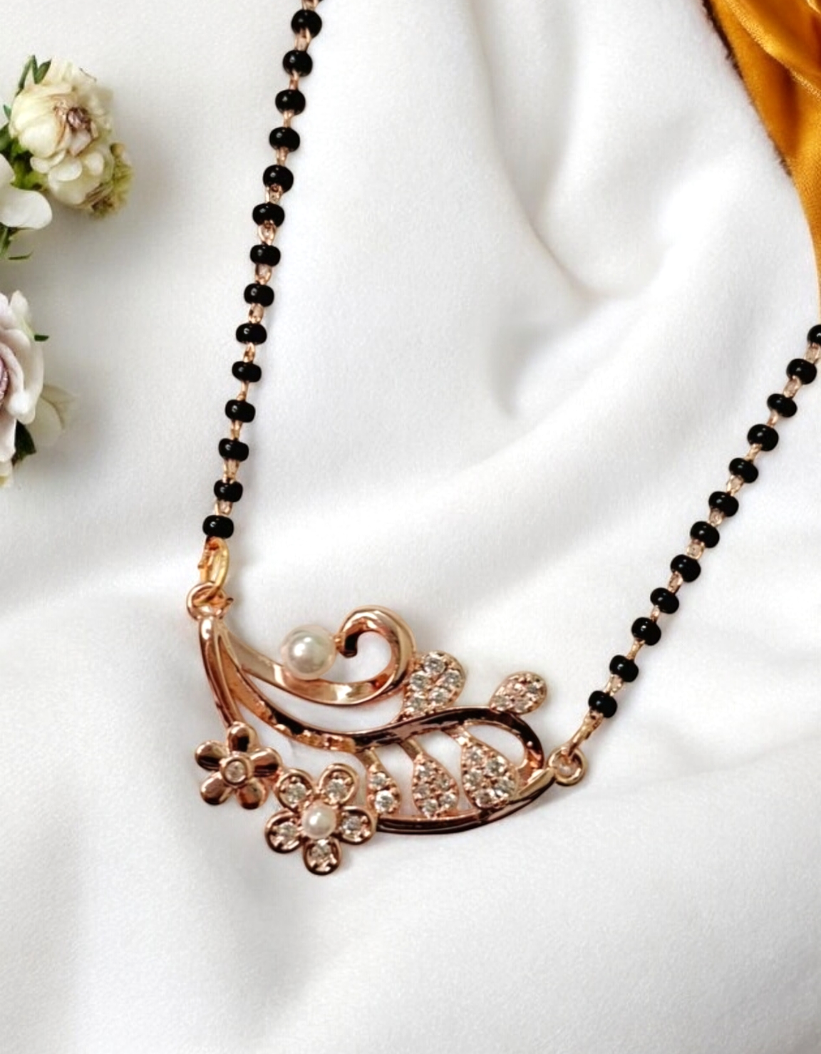 Blossom grace gold plated short mangalsutra