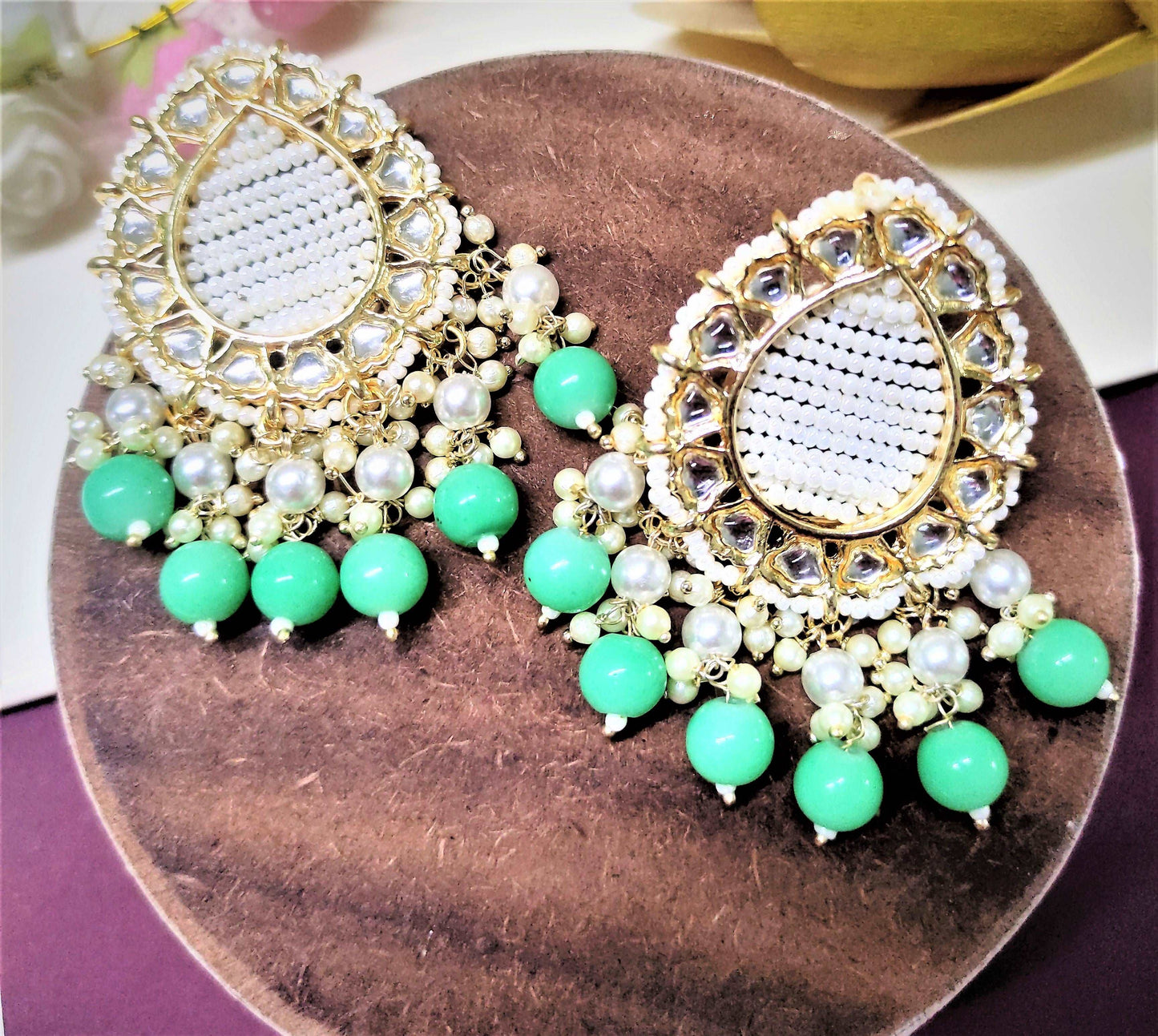 Chaaya beady green studs
