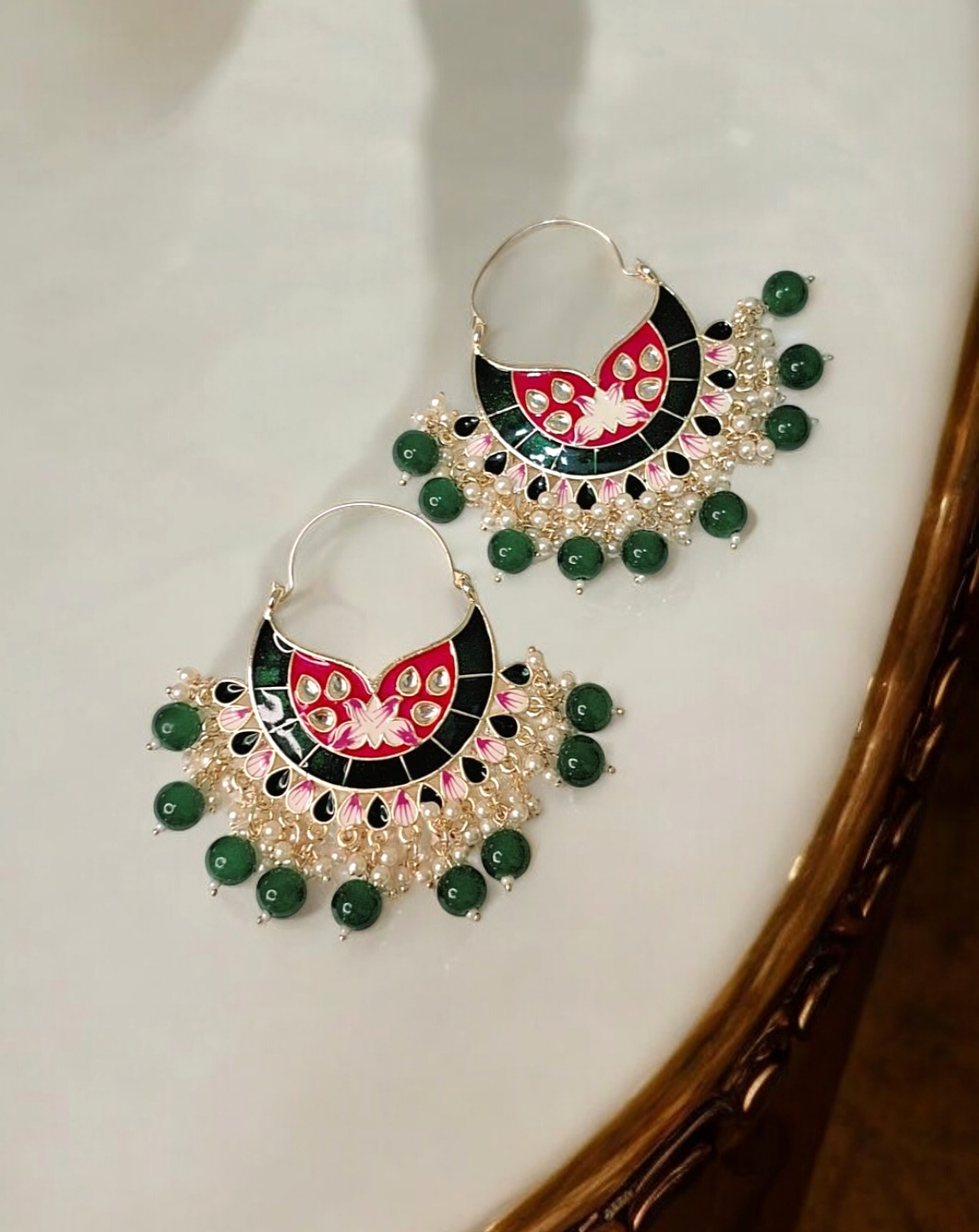 Dia Dark Green Chandbali