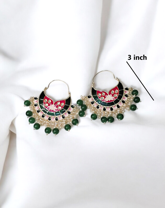 Dia Dark Green Chandbali