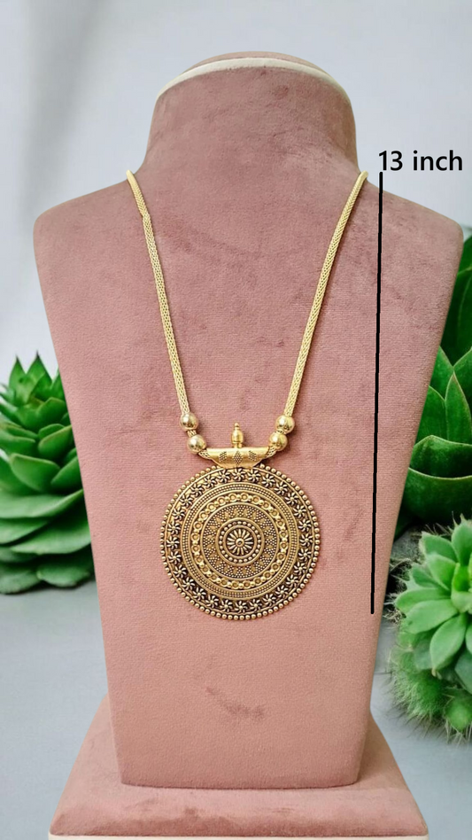 Gold Plated Oxidised Necklace