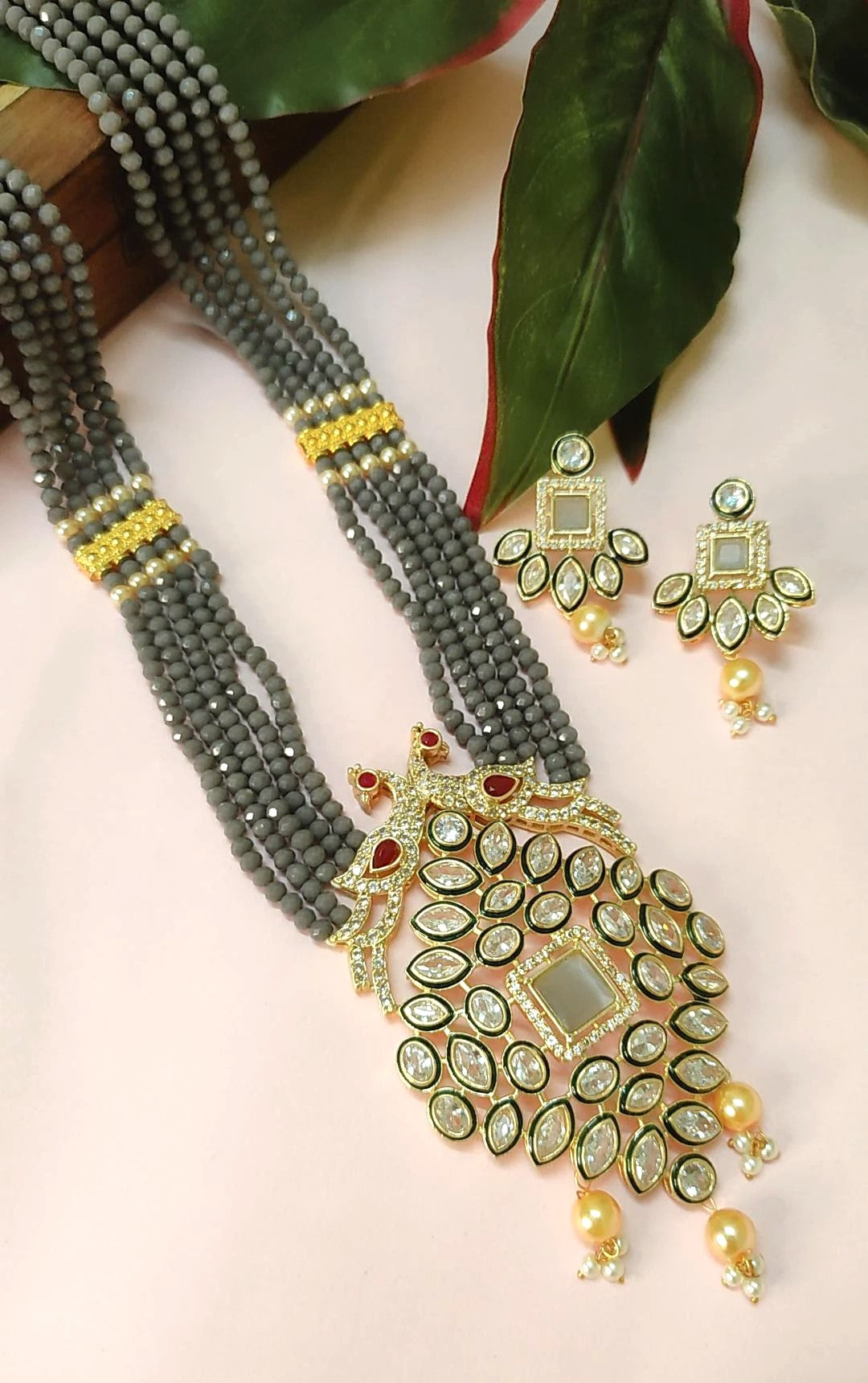 Stuti Grey royal necklace set