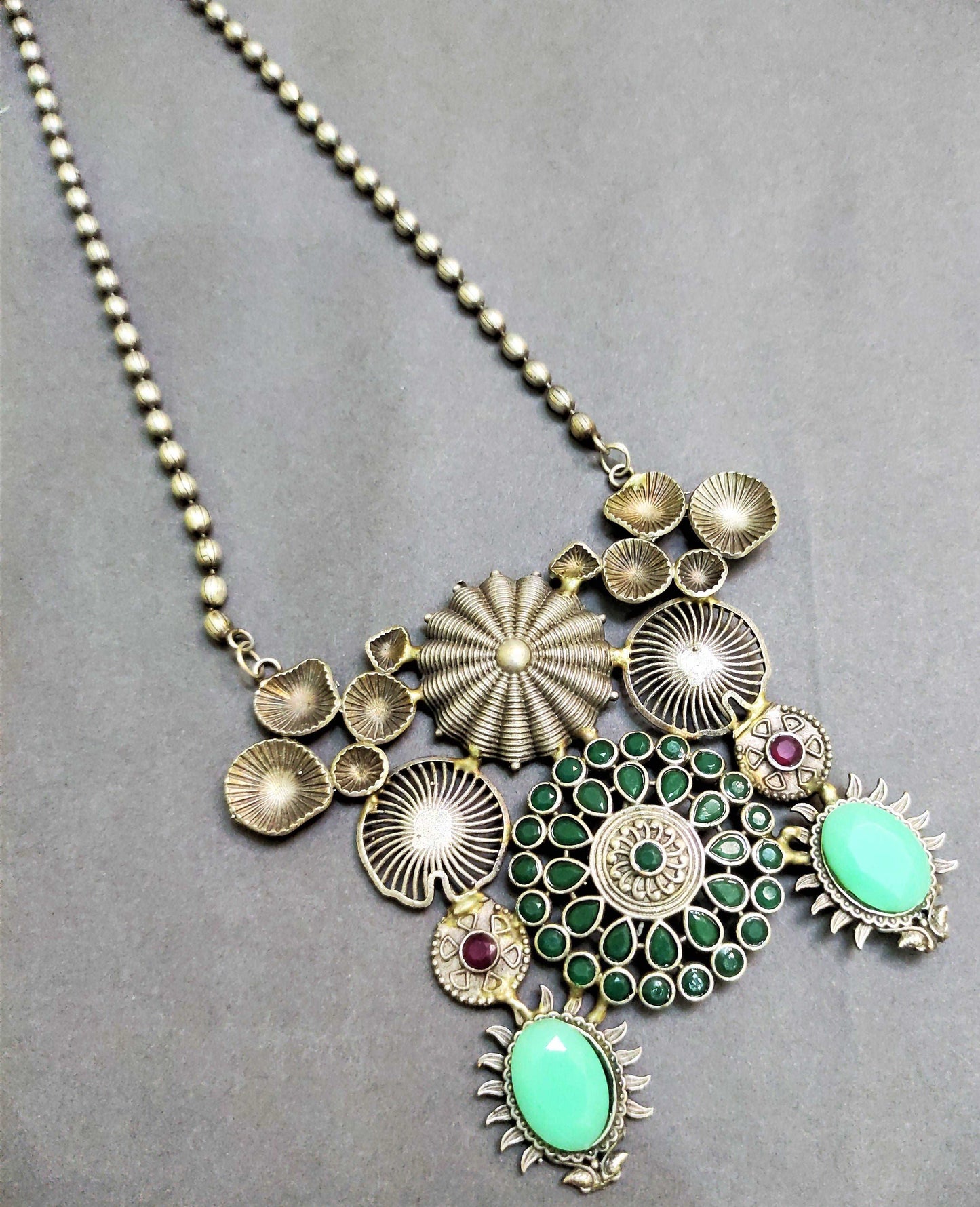 Kavya Tarni silver oxidised necklace