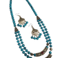 Yogini turquoise beaded oxidised necklace set
