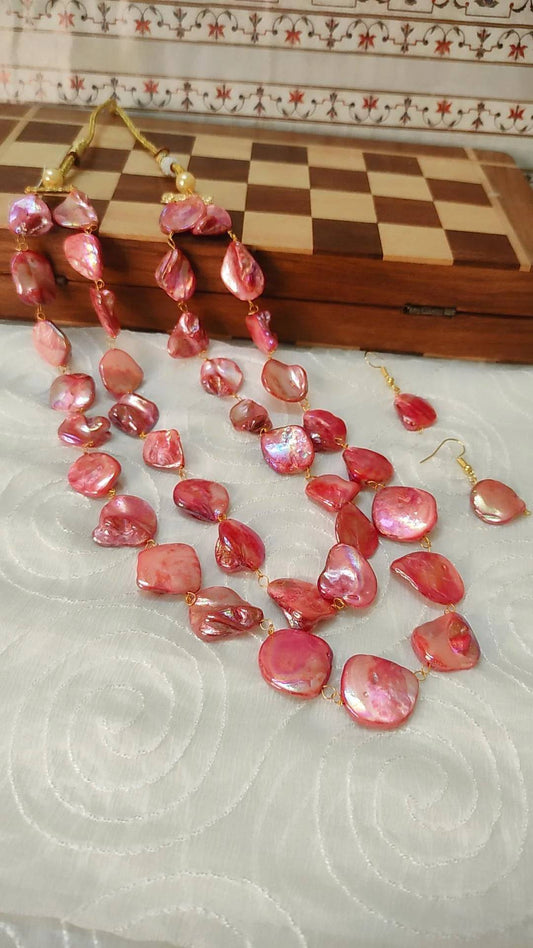 Niya Pink Mother of Pearl Necklace