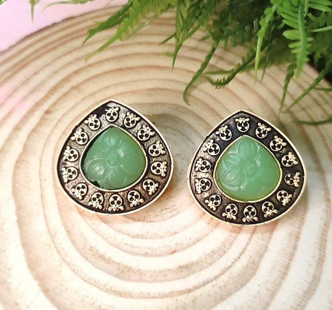 Charu Green Stone Studs