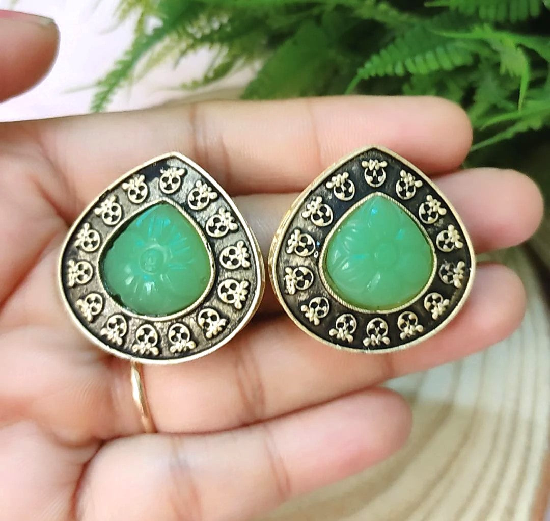 Charu Green Stone Studs