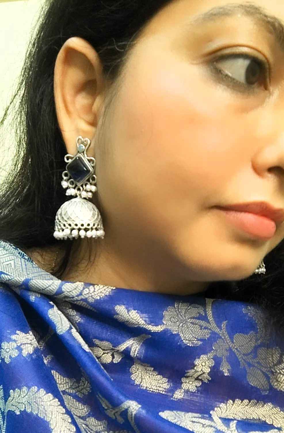 Sunehri Silver Jhumka