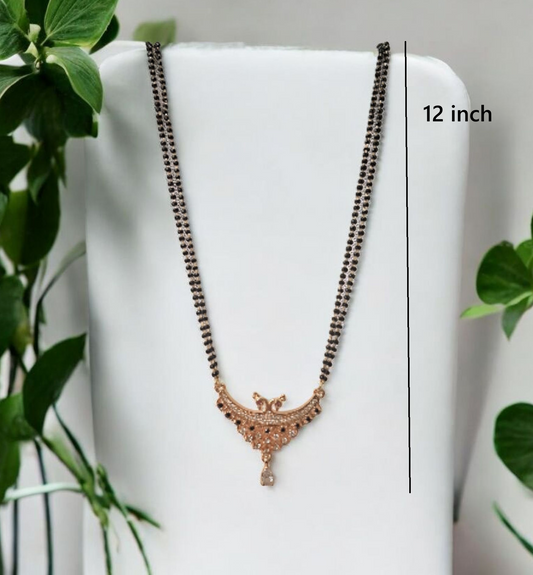 Leela Gold Plated Peacock Short Mangalsutra | Designer daily wear Mangalsutra for modern brides