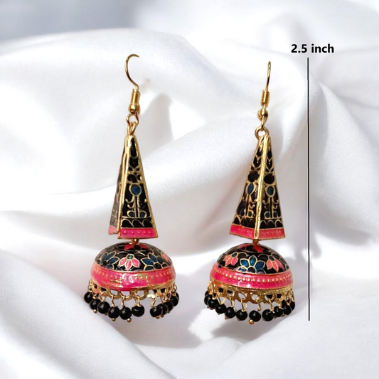 Meenakari Black Jhumka