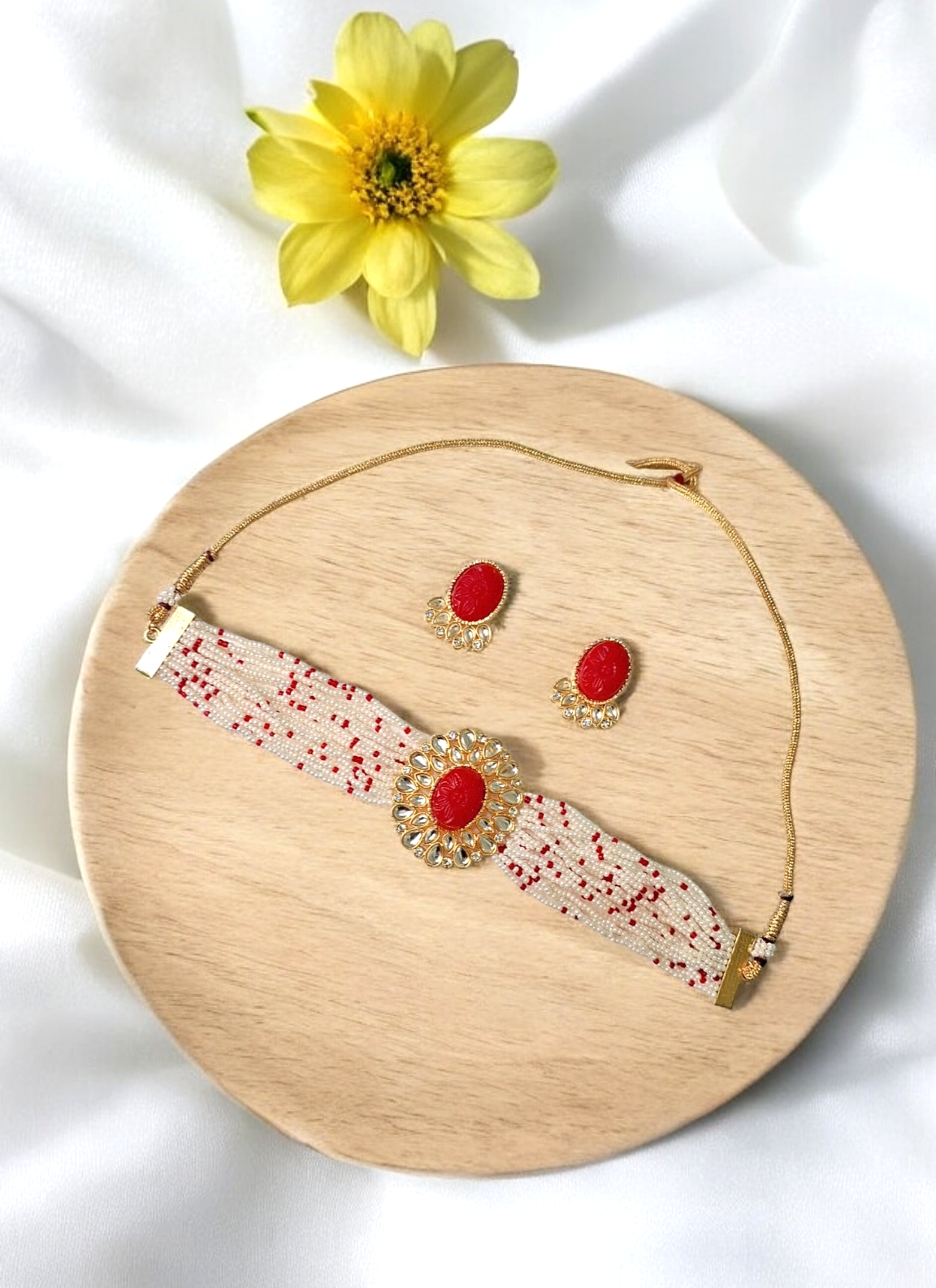 Meera Red Stone Choker Set