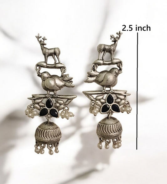 Mriga oxidised danglers - premium affordable earrings