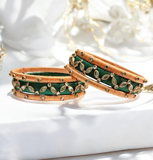Nihar green silk thread bangles set