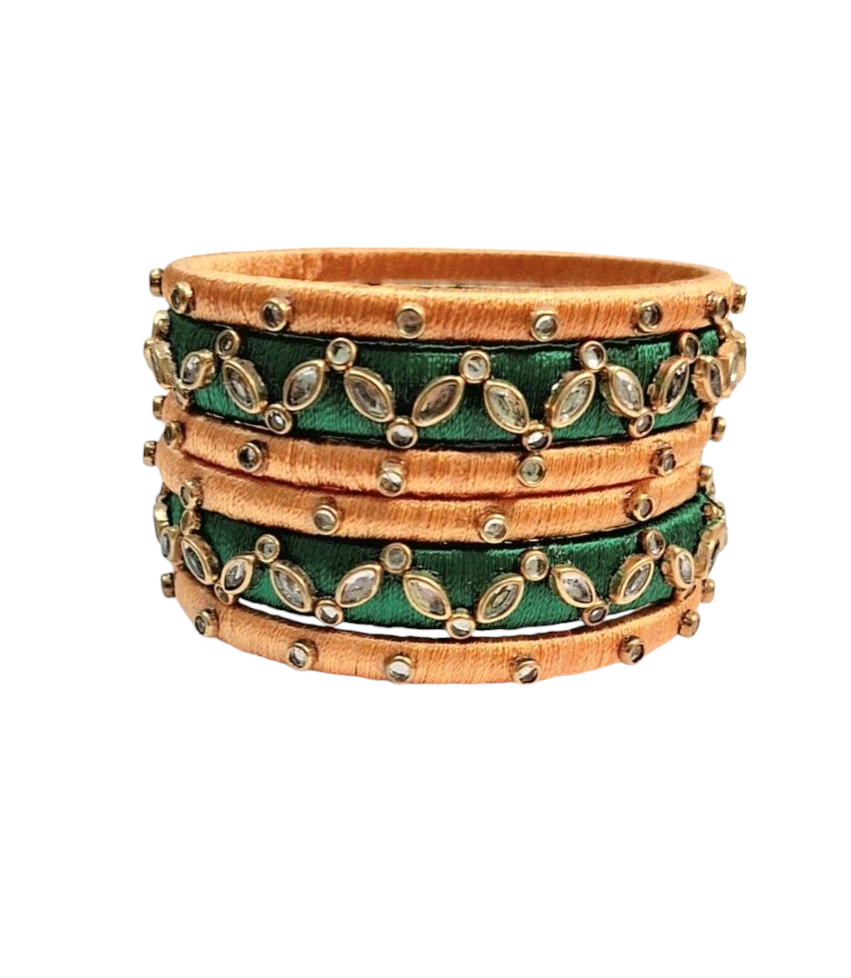 Nihar green silk thread bangles set