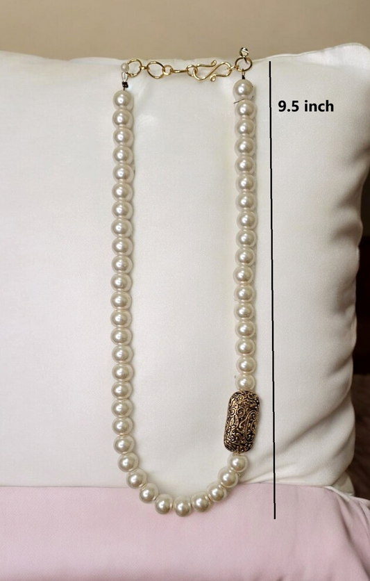 Oxidised pendent and Pearl necklace set