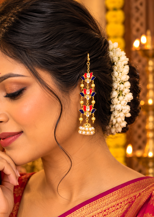 Pankaja Lotus Ear Cuff Style Gold-Plated Dangler Earrings