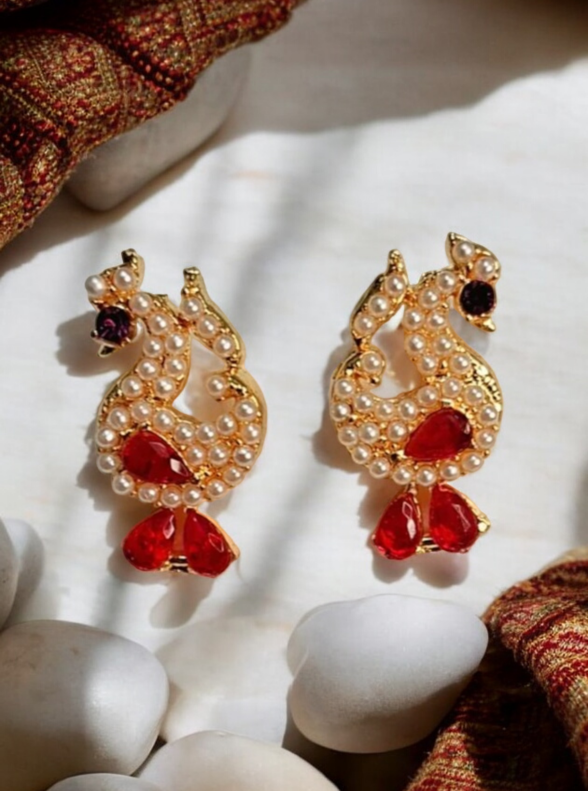 Peacock pink short mangalsutra set