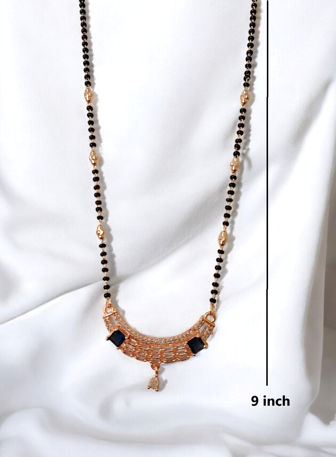 Sapphire glow rose gold short mangalsutra