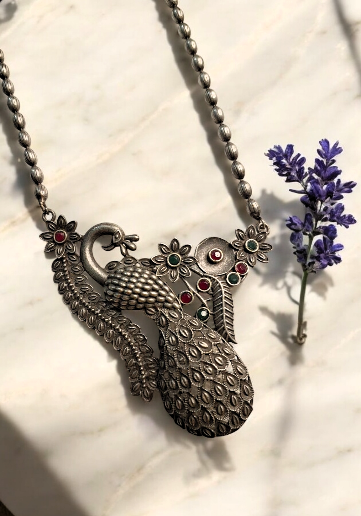 Pihu silver oxidised necklace