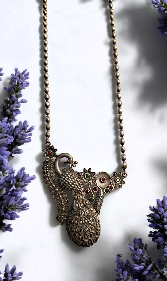 Pihu silver oxidised necklace