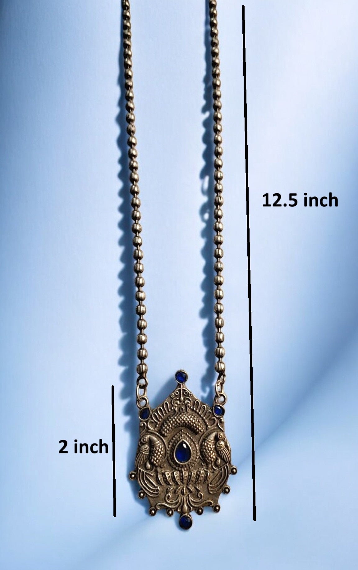 Raga blue stone oxidised necklace