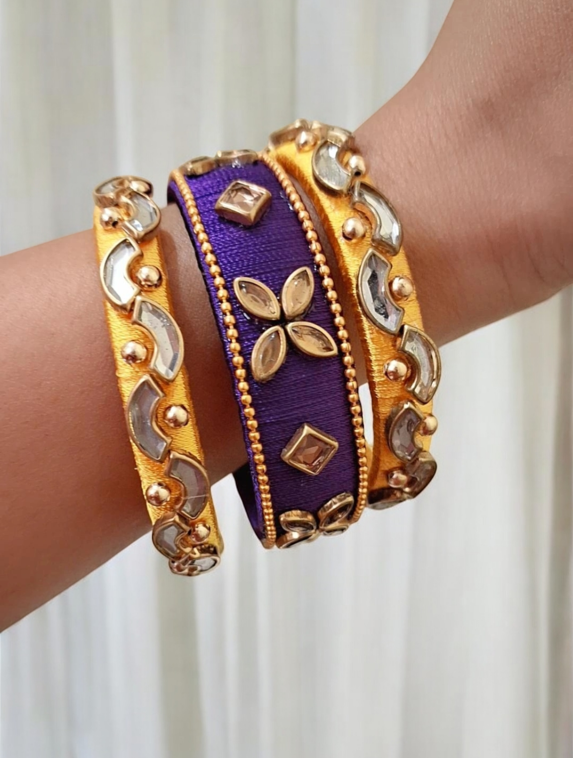 Sarisha purple & yellow bangle set