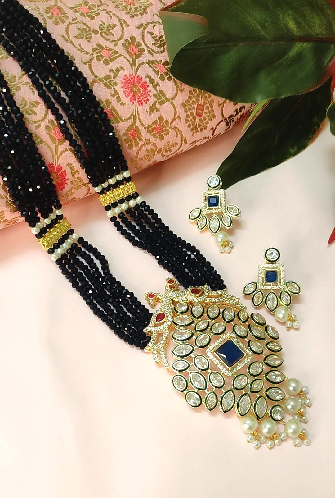 Stuti Dark Blue Royal Necklace Set