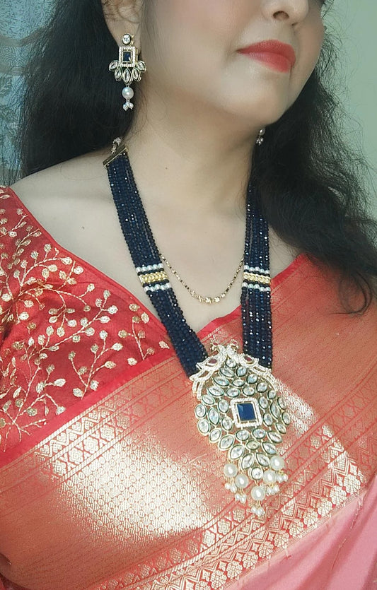 Stuti Dark Blue Royal Necklace Set