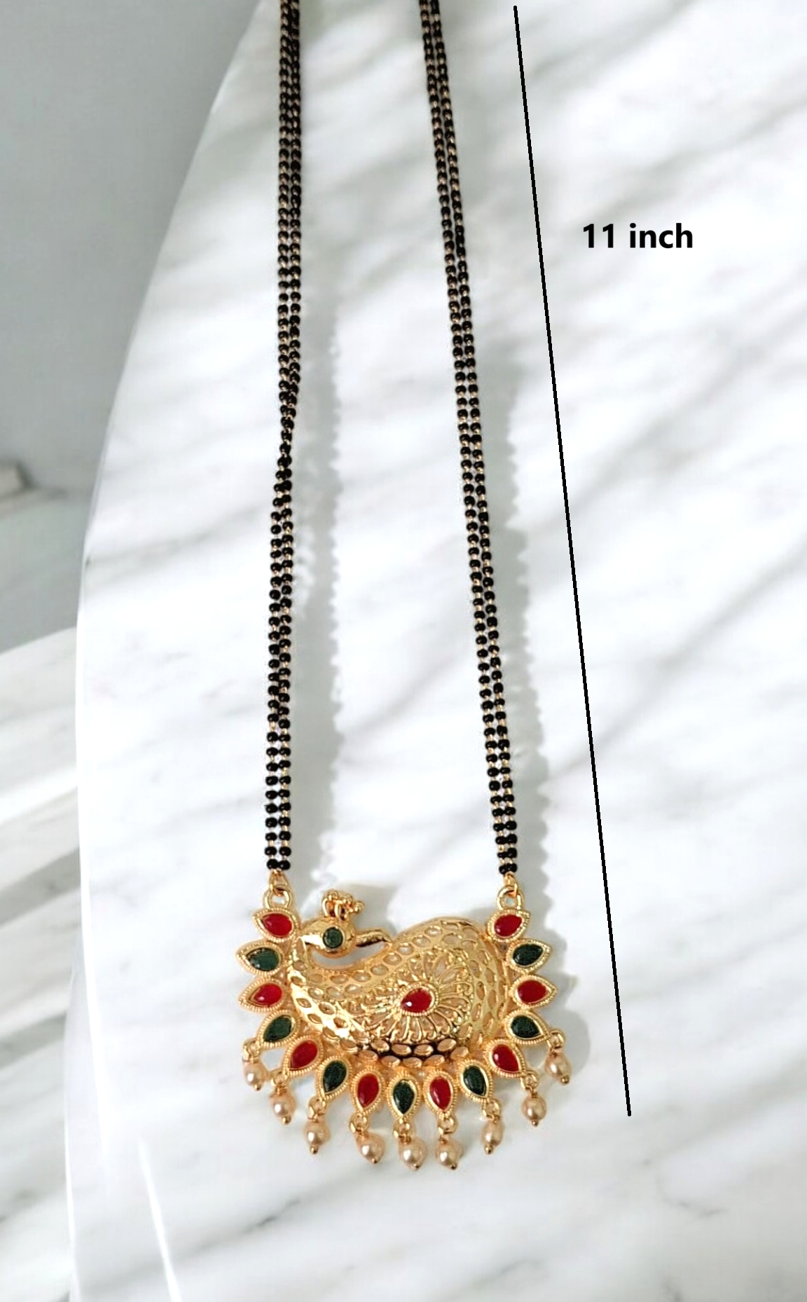 Vibrant Pavo short mangalsutra set