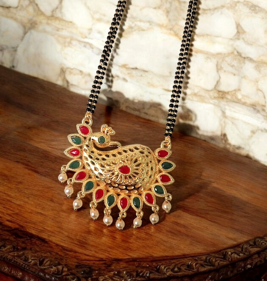 Vibrant Pavo short mangalsutra set