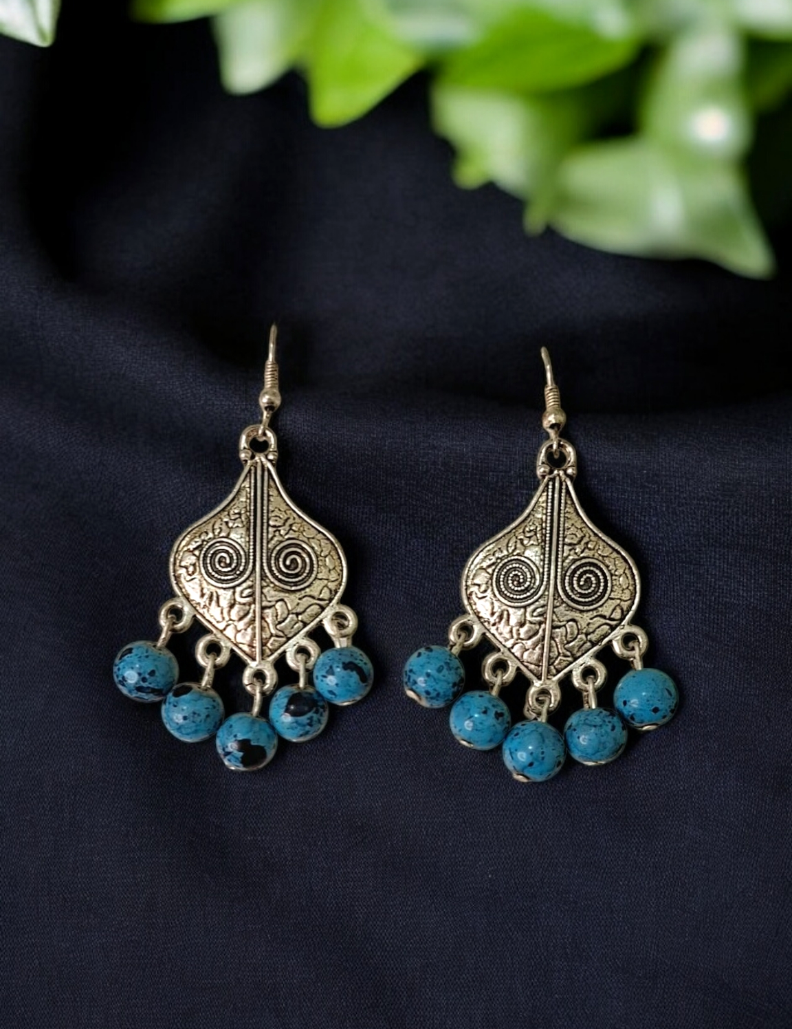 Yogini turquoise beaded oxidised necklace set
