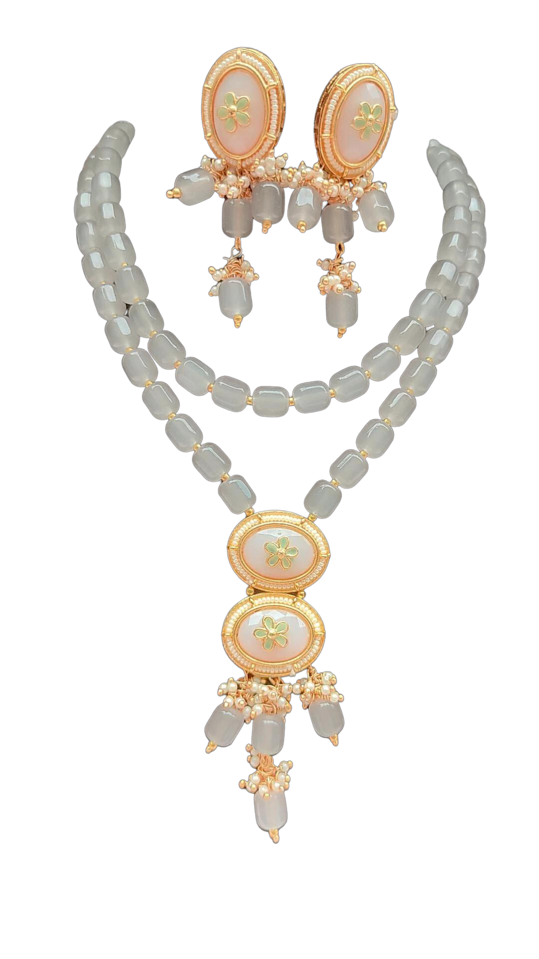 Ayra Pink and Grey Necklace Set