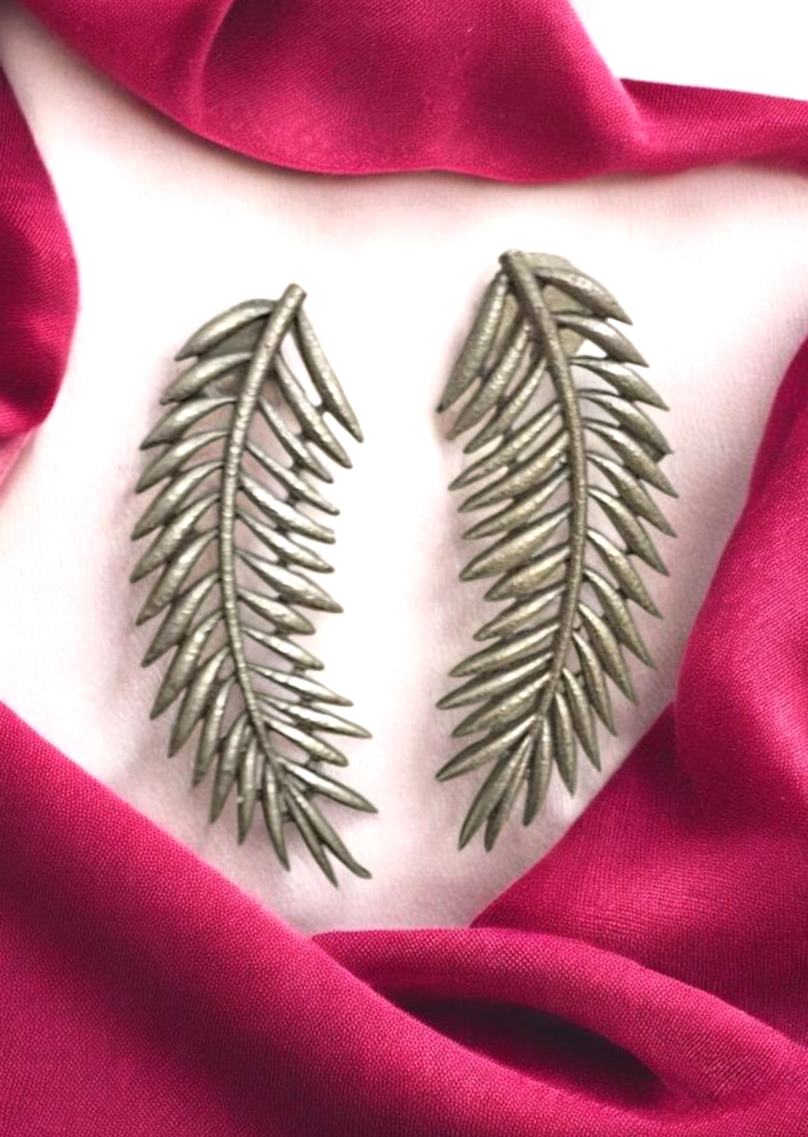 Leaf Motif Oxidised Studs