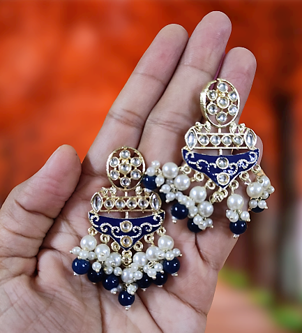 Aarushi meenakari blue earrings