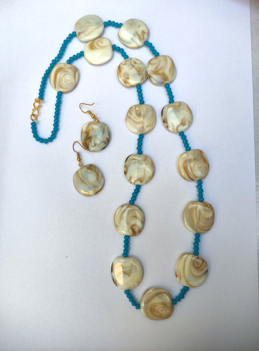 Irah circle marble beaded necklace