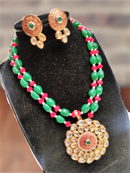 Manika kundan-bead necklace set