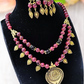 Varuna maroon beaded oxidised necklace set