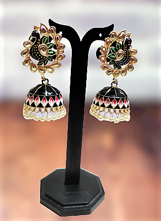 Mayuri black meenakari jhumka