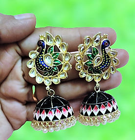 Mayuri black meenakari jhumka