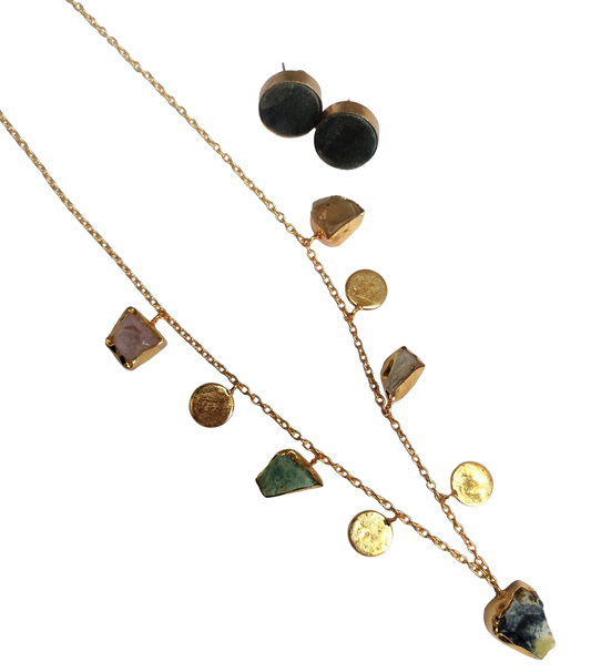 Kaira Eada multi-color semi-precious stone necklace set