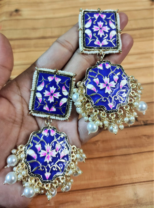 Nalini Blue meenakari earrings
