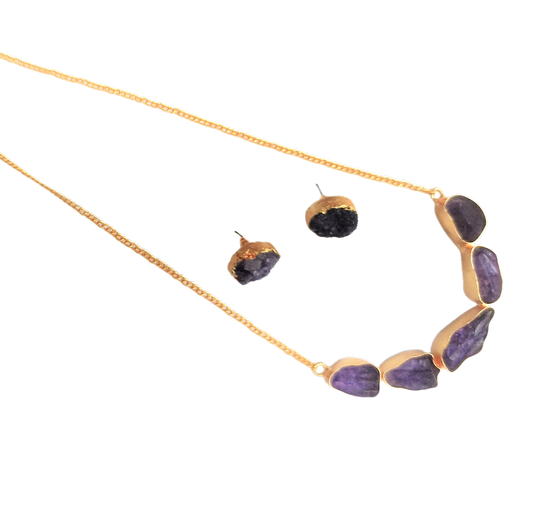 Imara purple semi-precious stone necklace set