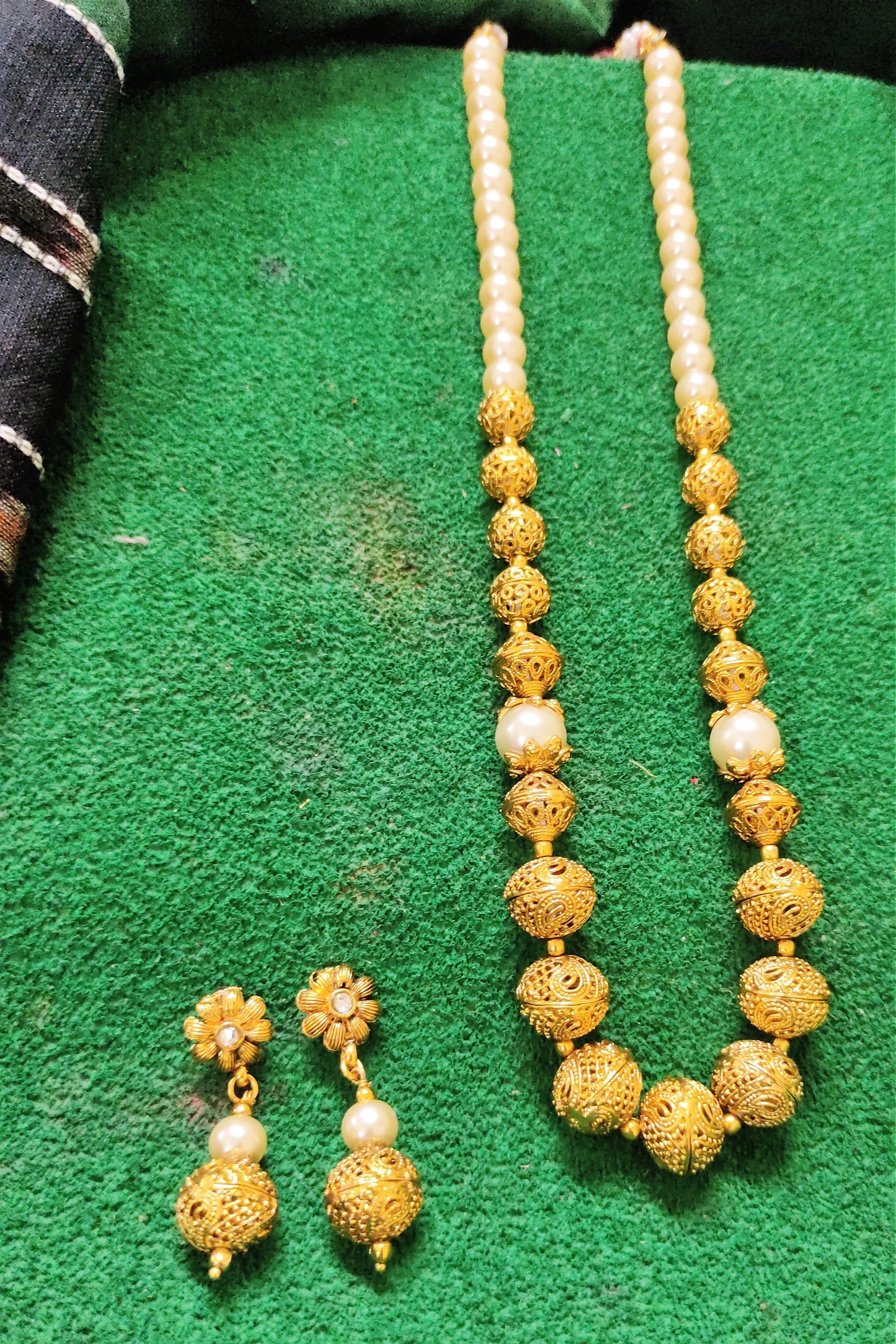 Suhasini gold plated beaded necklace set