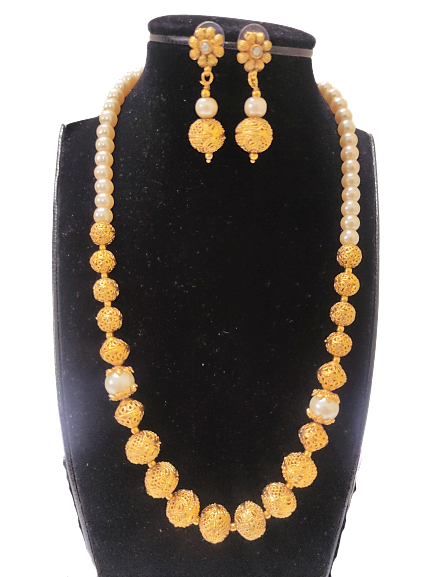 Suhasini gold plated beaded necklace set