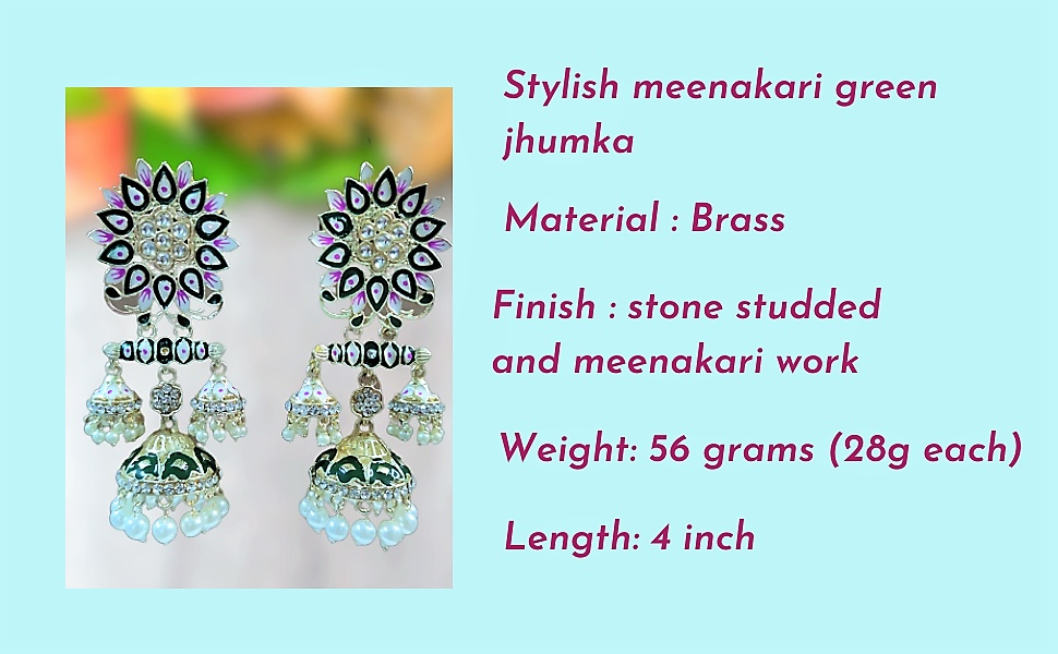 Vamini Phulwari Green jhumka